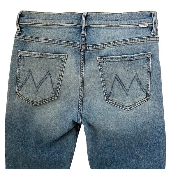 MOTHER Insider Crop Step Fray Jeans - Shoot to Thrill - Blue Denim - Size 30 - Picture 6 of 8